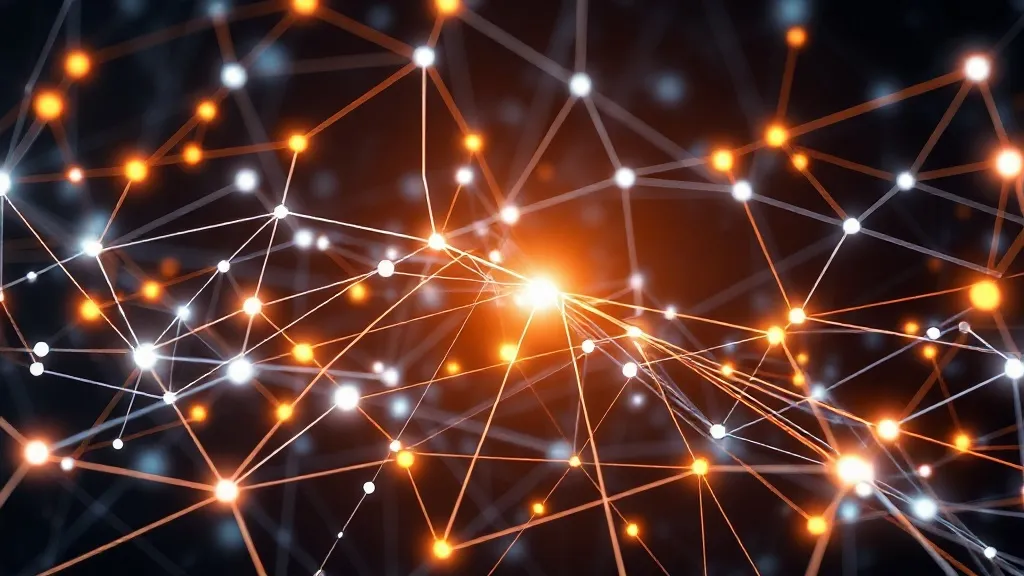 Abstract technological background with glowing neural networ